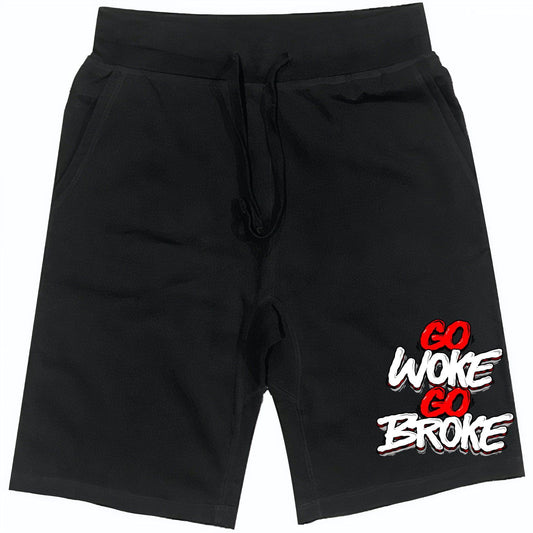 Bred 4s Shorts - Jordan Retro 4 Bred Reimagined Shorts - Go Woke Broke