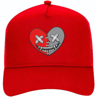 Bred 4s Trucker Hats - Jordan 4 Bred Reimagined Hats - Heart
