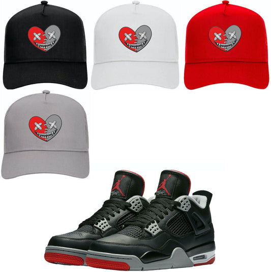 Bred 4s Trucker Hats - Jordan 4 Bred Reimagined Hats - Heart