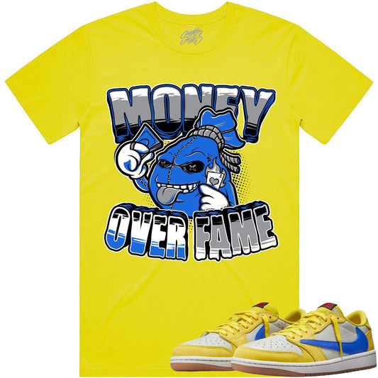 Canary 1s Shirt - Jordan 1 Low Sneaker Tees - Money over Fame