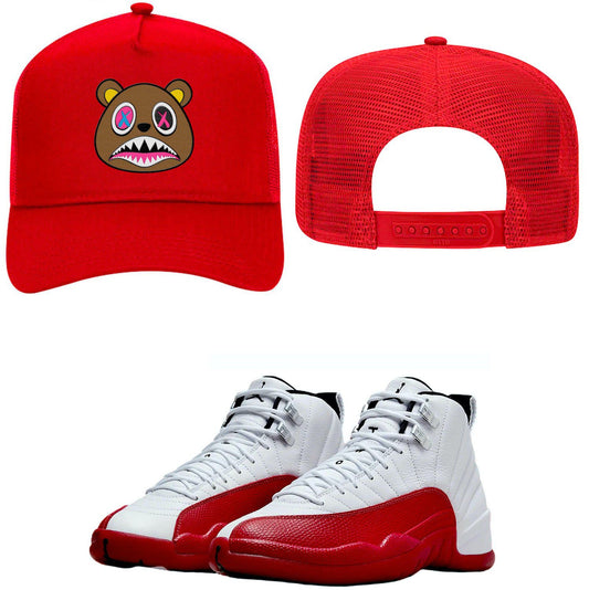 Cherry 12s Trucker Hats - Jordan 12 Cherry Hats - Crazy Baws