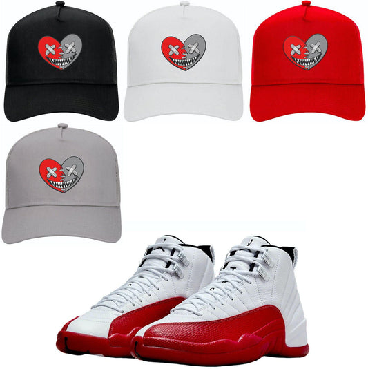Cherry 12s Trucker Hats - Jordan 12 Cherry Hats - Heart