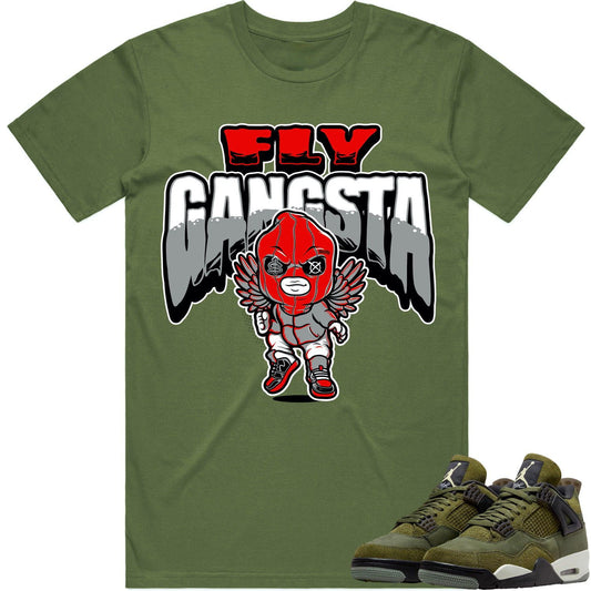 Craft Olive 4s Shirt - Jordan Retro 4 Olive Shirt - Red Fly Gangsta