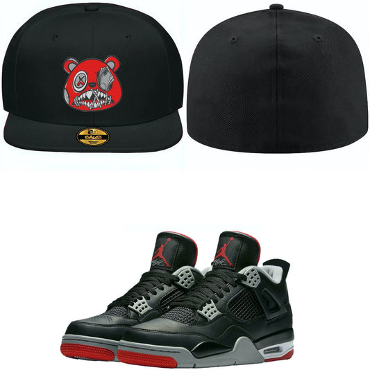 Jordan 4 Bred Reimagined 4s Fitted Hats - Red Money Talks Baws
