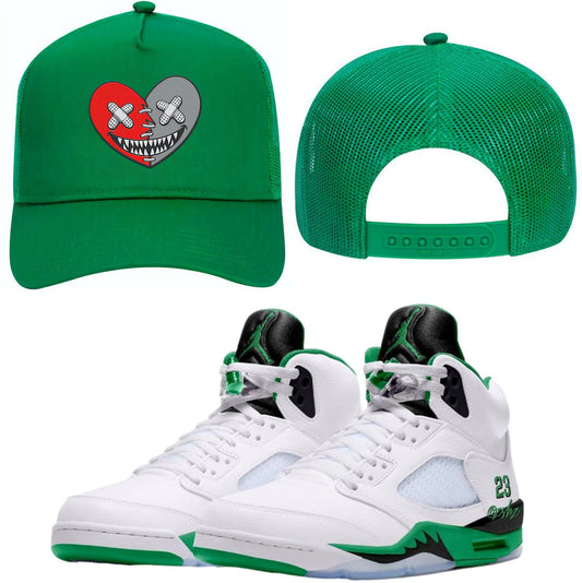 Lucky Green 5s Trucker Hats - Jordan 5 Lucky Green 5s Hats - Heart