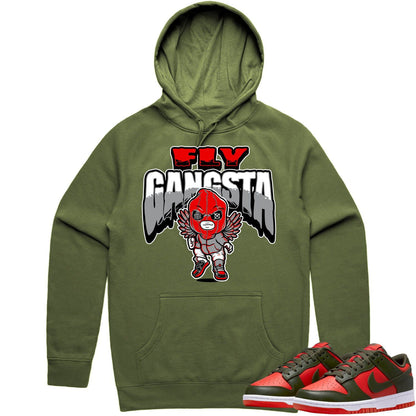 Mystic Red Dunks Hoodie - Olive Red Dunks Shirts - Red Fly Gangsta