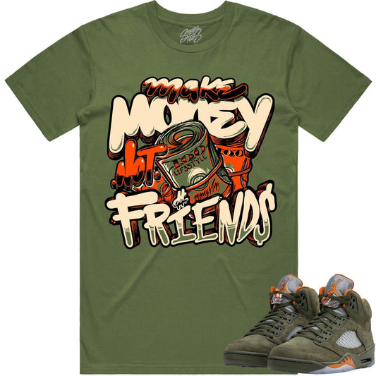 Olive 5s Shirts - Jordan Retro 5 Olive Sneaker Tees - Make Money