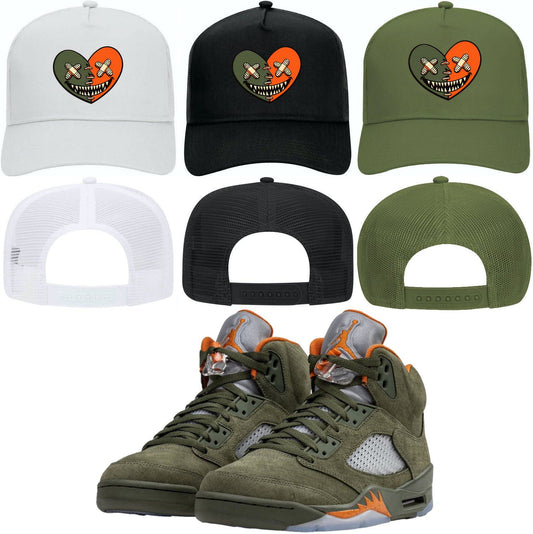 Olive 5s Trucker Hats - Jordan 5 Olive Trucker Hat - Celadon Heart Baws