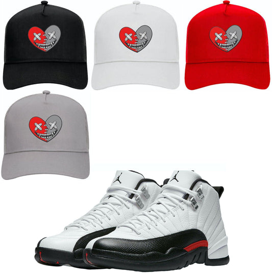 Red Taxi 12s Trucker Hats - Jordan 12 Red Taxi 12s Hats - Heart