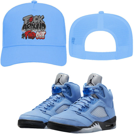 UNC 5s Trucker Hats - Jordan 5 University Blue Hats - F#ck