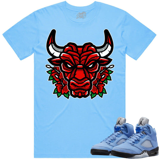 University Blue 5s Shirt - Jordan Retro 5 UNC 5s Shirt - Bully Roses