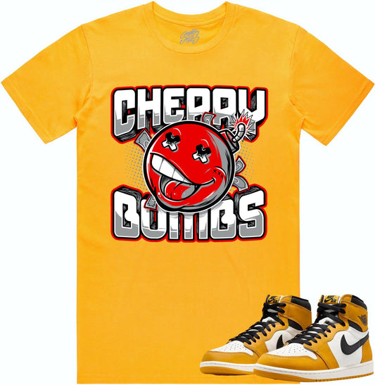 Yellow Ochre 1s Shirt - Jordan Retro 1 Sneaker Tees - Cherry Bombs