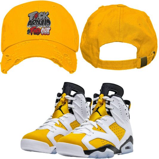 Yellow Ochre 6s Dad Hat - Jordan 6 Ochre 6s Hats - Red F#ck
