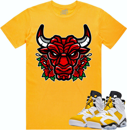 Yellow Ochre 6s Shirt - Jordan Retro 6 Ochre Sneaker Tees - Bully Rose