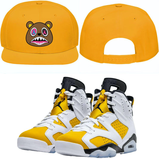 Yellow Ochre 6s Snapback Hat - Jordan 6 Ochre 6s Hats - Crazy Baws