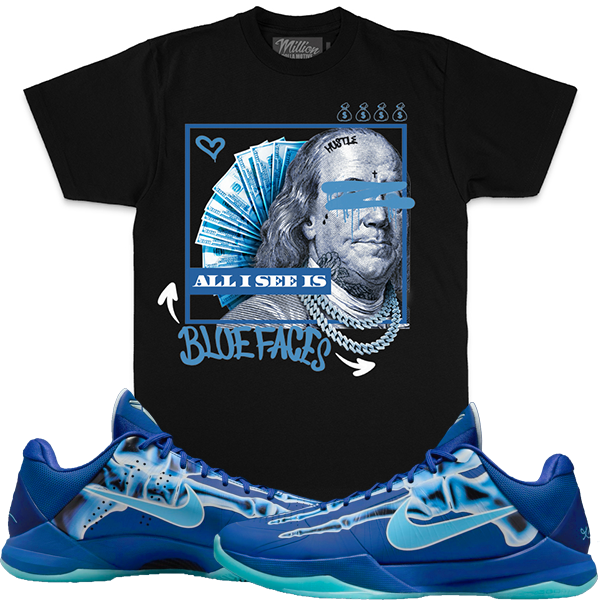 Kobe 5 X Ray Shirt to Match - Jordan 5 Sneaker Tees - Blue Faces