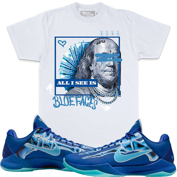 Kobe 5 X Ray Shirt to Match - Jordan 5 Sneaker Tees - Blue Faces