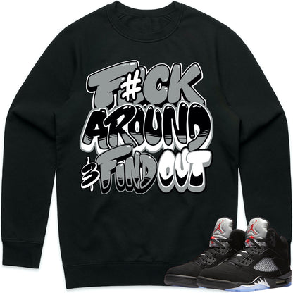 Black Metallic 5s Sweater to Match - Jordan 5 Sneaker Tees - F#ck