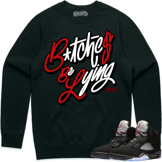 Black Metallic 5s Sweater to Match - Jordan 5 Sneaker Tees - BBL