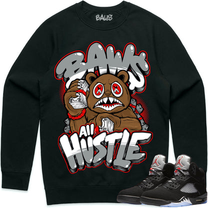 Black Metallic 5s Sweater to Match - Jordan 5 Sneaker Tees - Hustle Baws