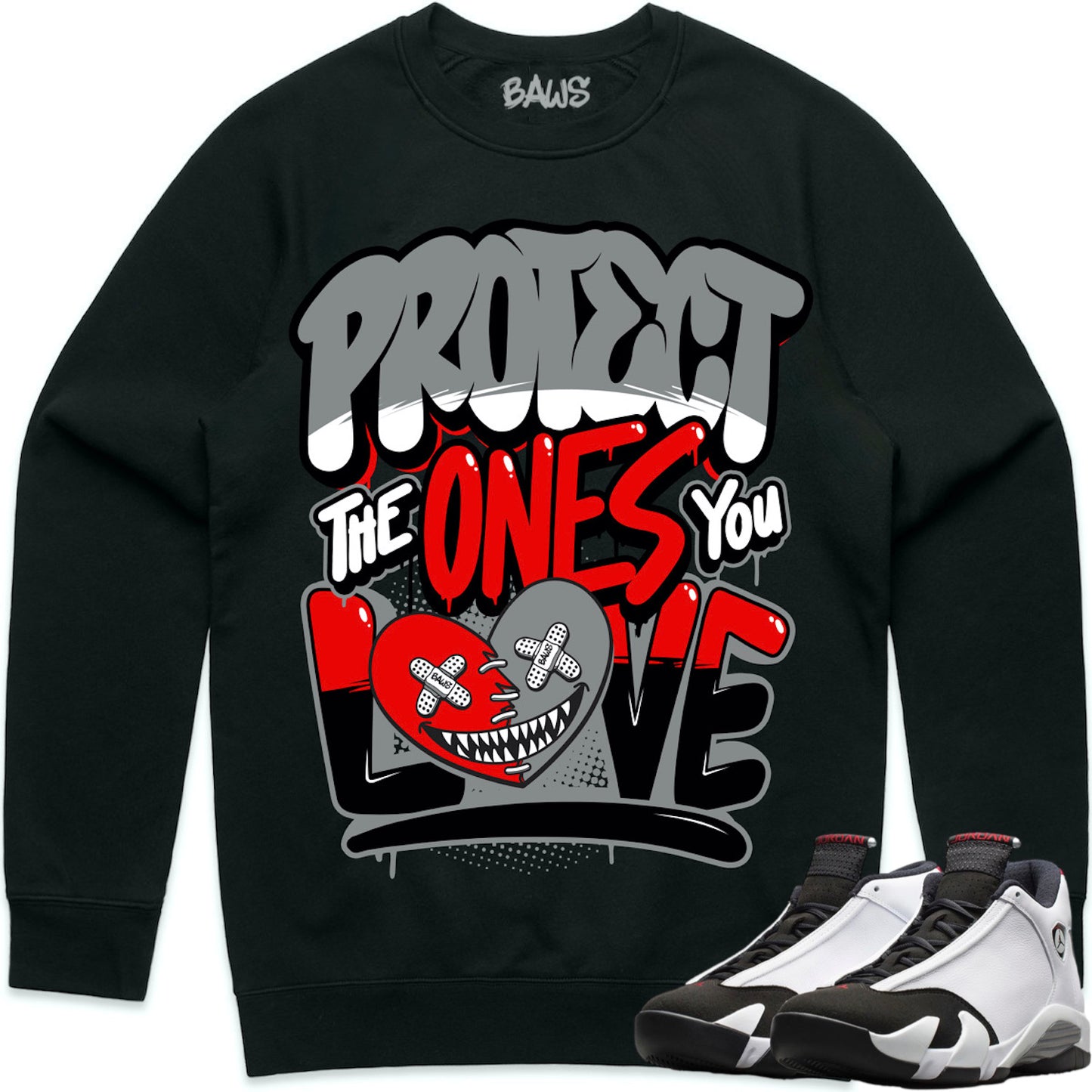 Black Toe 14s Sweater to Match - Jordan 14 Sneaker Tees - Protect Baws