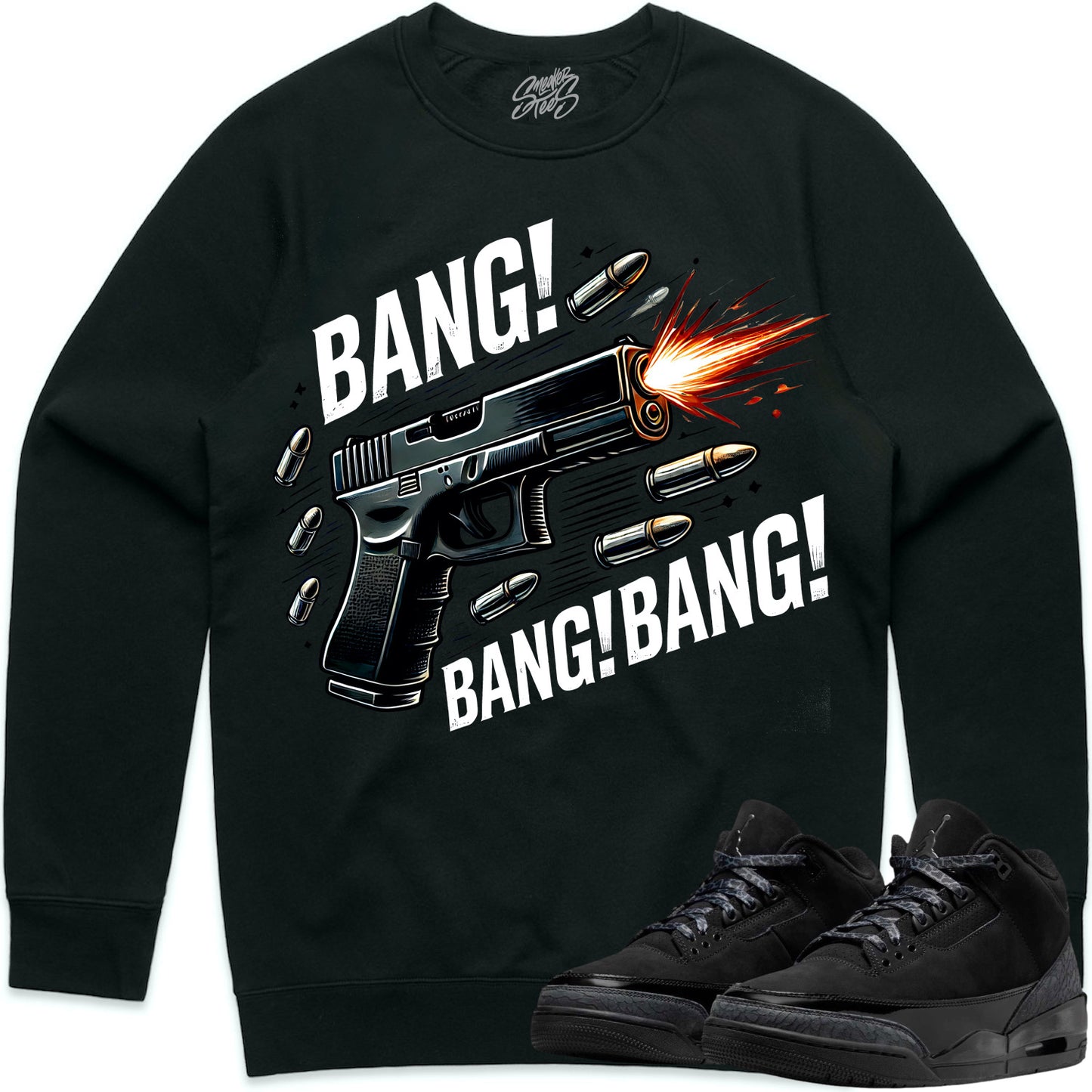 Black Cat 3s Sweater to Match - Jordan 3 Sneaker Tees - Bang