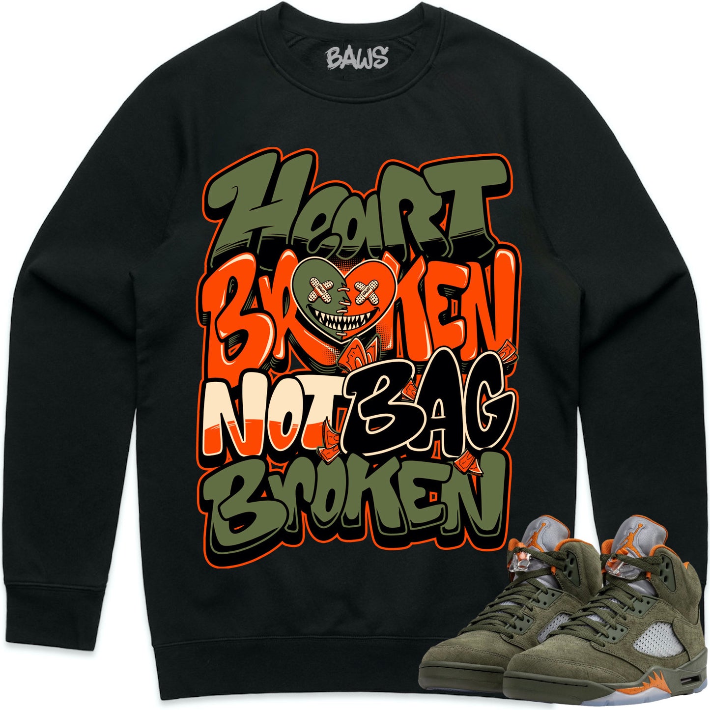 Jordan Olive 5s Sweater to Match - Sweatshirt - Heart Broken Baws