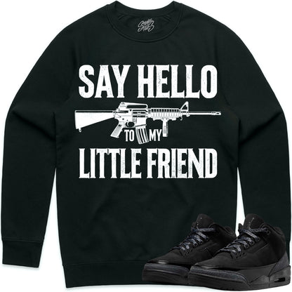 Black Cat 3s Sweater to Match - Jordan 3 Sneaker Tees - Little Friend