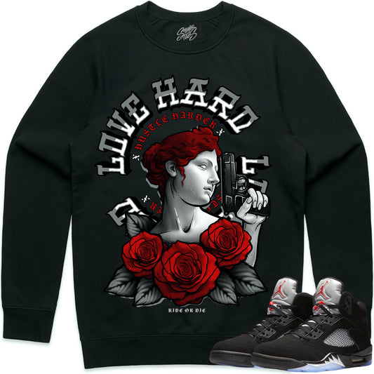 Black Metallic 5s Sweater to Match - Jordan 5 Sneaker Tees - Aphrodite