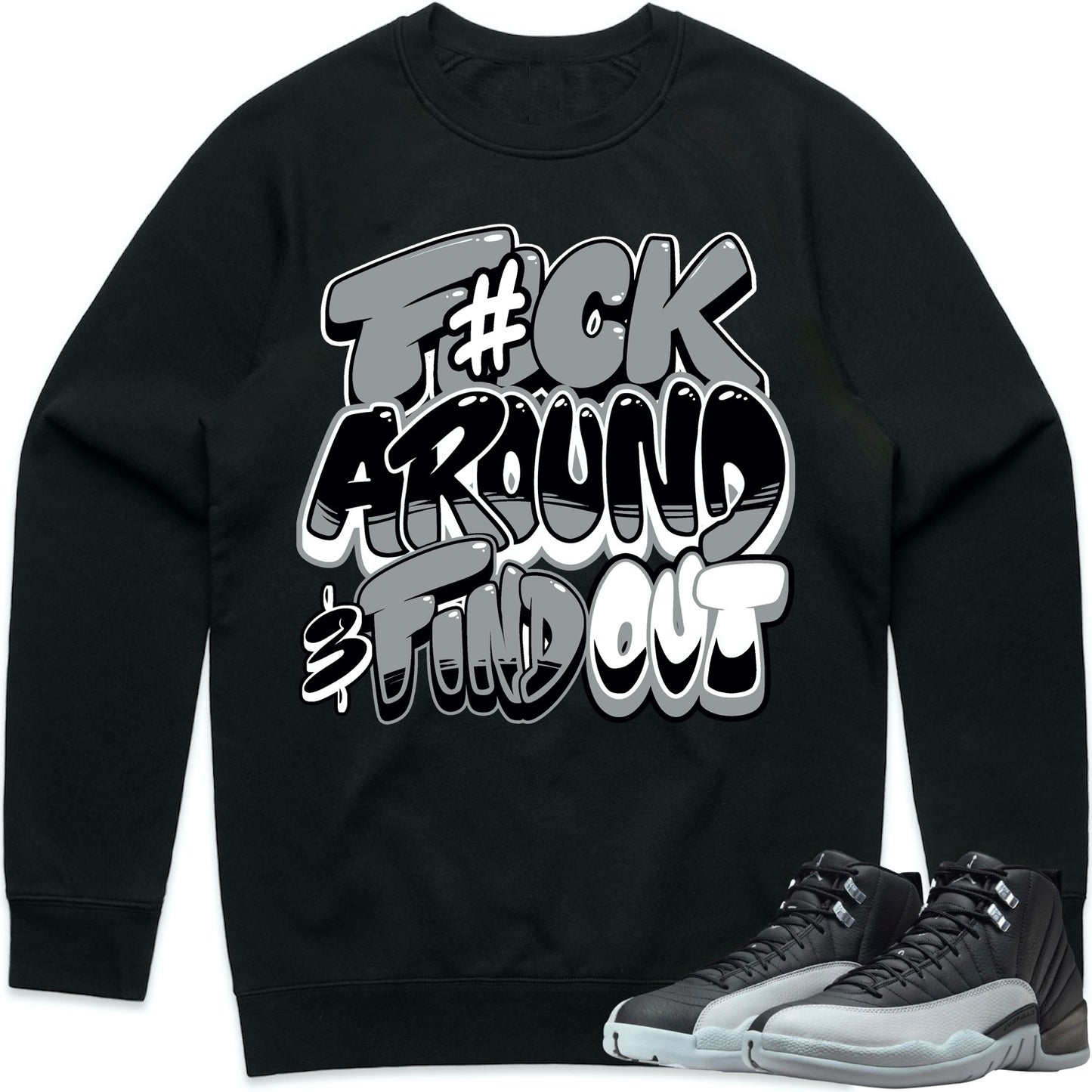 Wolf Grey 12s Sweater to Match - Jordan 12 Baron Matching Sweatshirt - F#ck