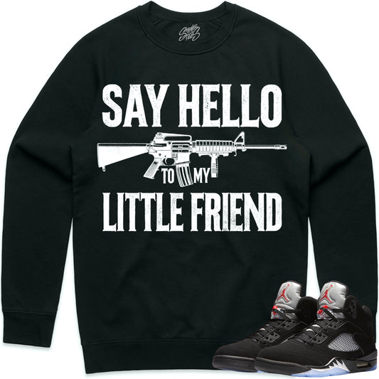 Black Metallic 5s Sweater to Match - Jordan 5 Sneaker Tees - Little Friend