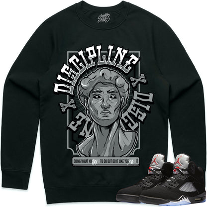 Black Metallic 5s Sweater to Match - Jordan 5 Sneaker Tees - Discipline