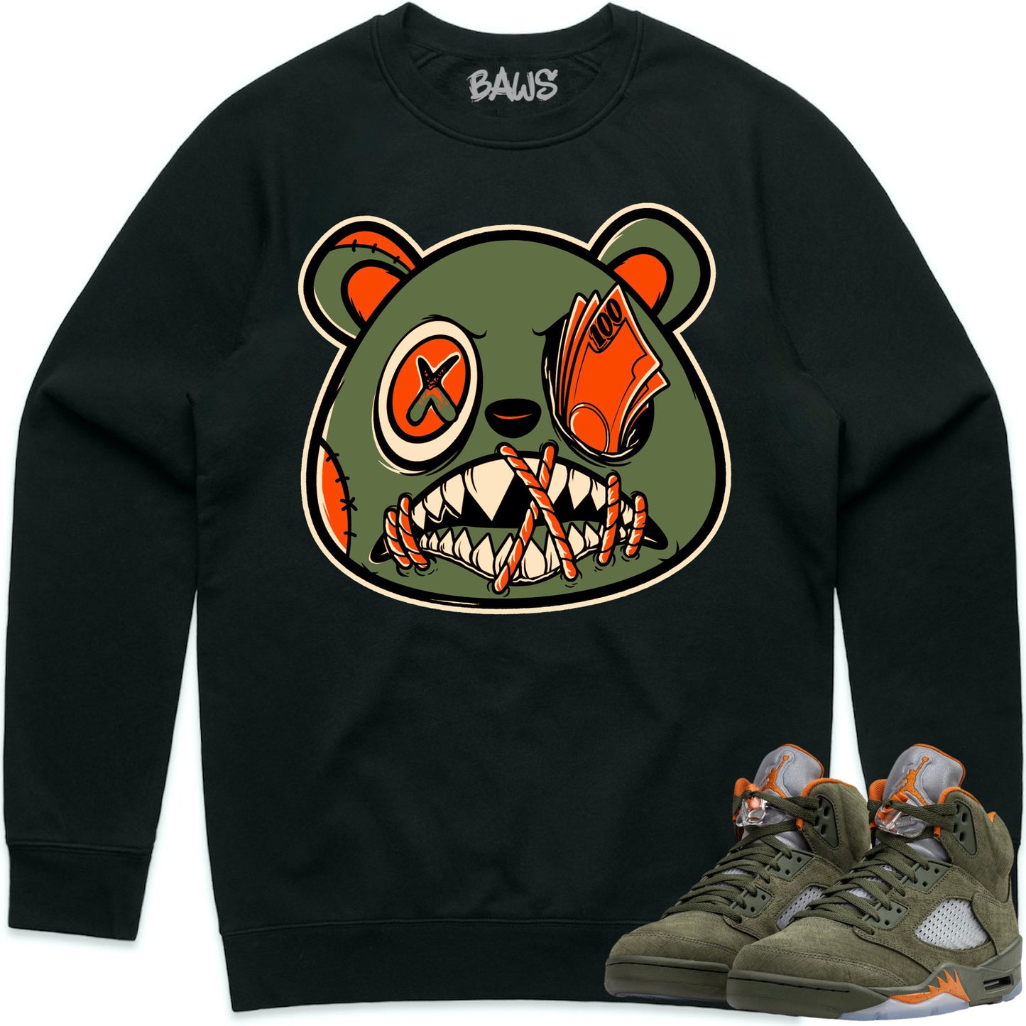 Jordan Olive 5s Sweater to Match - Sweatshirt - Money Talks Baws