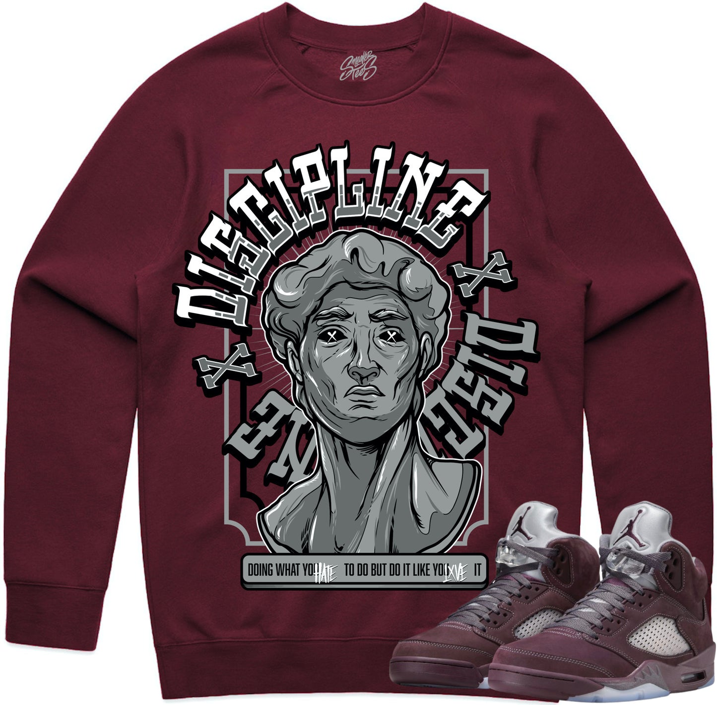 Burgundy 5s Sweater to Match - Jordan 5 Sweatshirt - Discipline