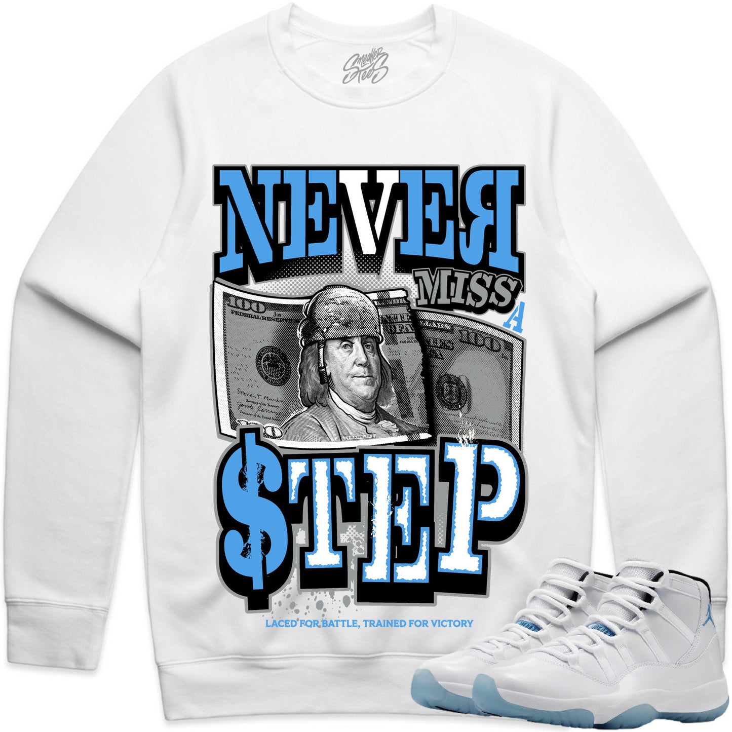 Jordan Legend Blue 11s Sweater to Match - Jordan 11 Sneaker Tees - Never Miss