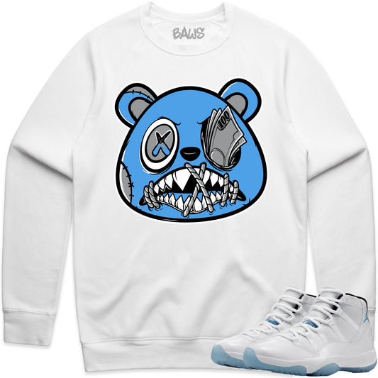 Jordan Legend Blue 11s Sweater to Match - Jordan 11 Sneaker Tees - Money Talks Baws