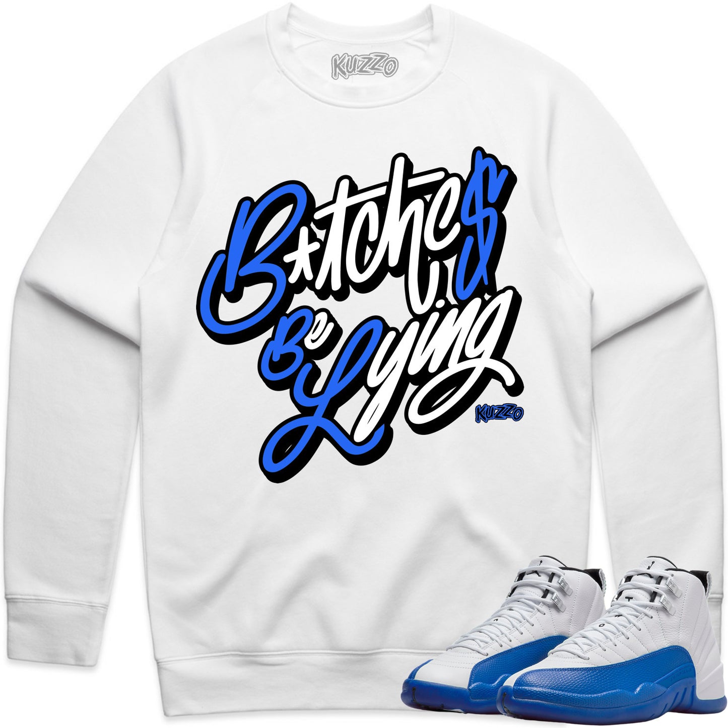 Blueberry 12s Sweater to Match - Jordan 12 Sneaker Tees - BBL