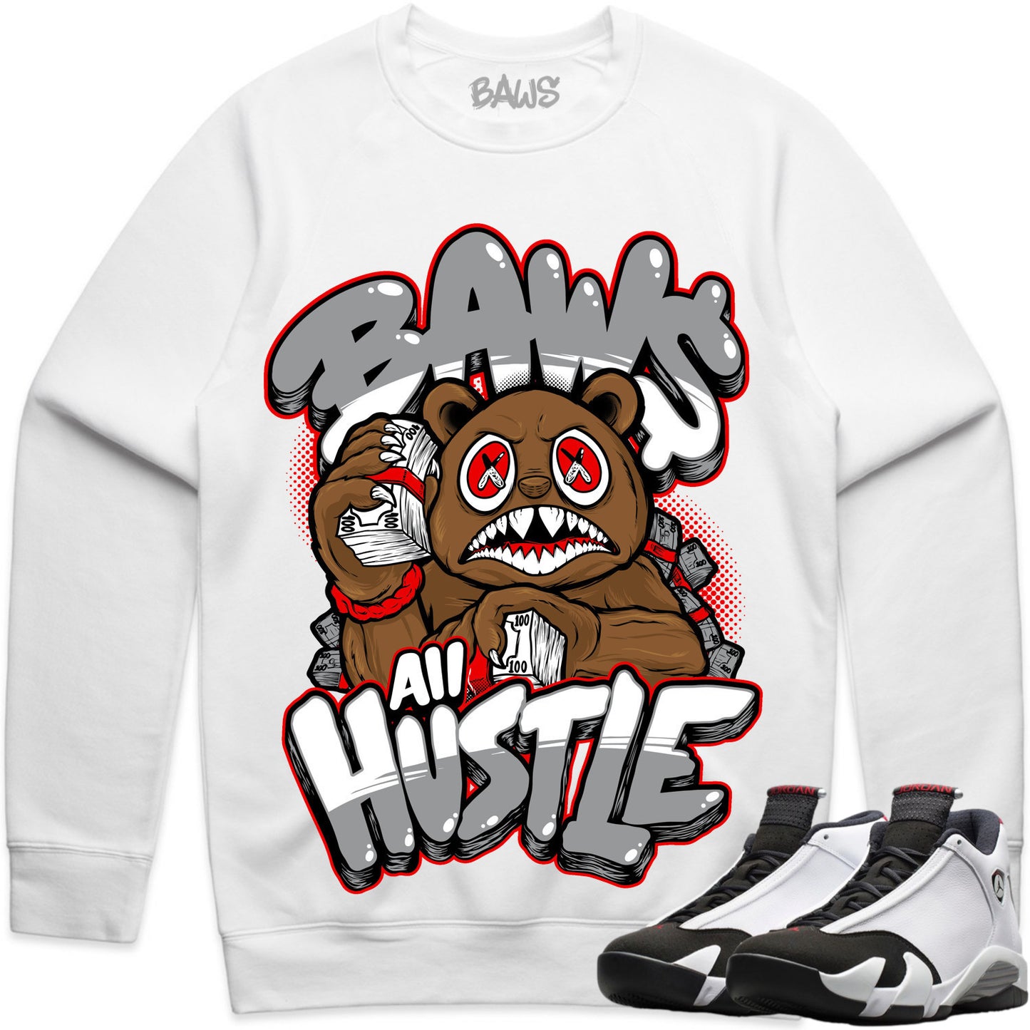 Black Toe 14s Sweater to Match - Jordan 14 Sneaker Tees - Hustle Baws