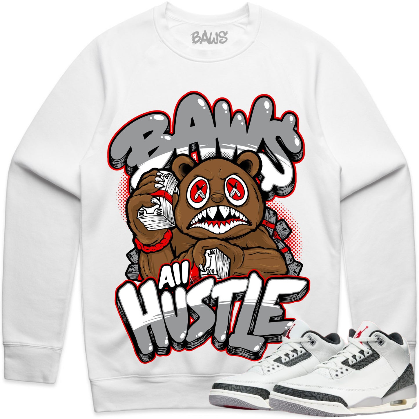 Jordan 3 Cement Grey 3s Sweater to Match - Hustle Baws