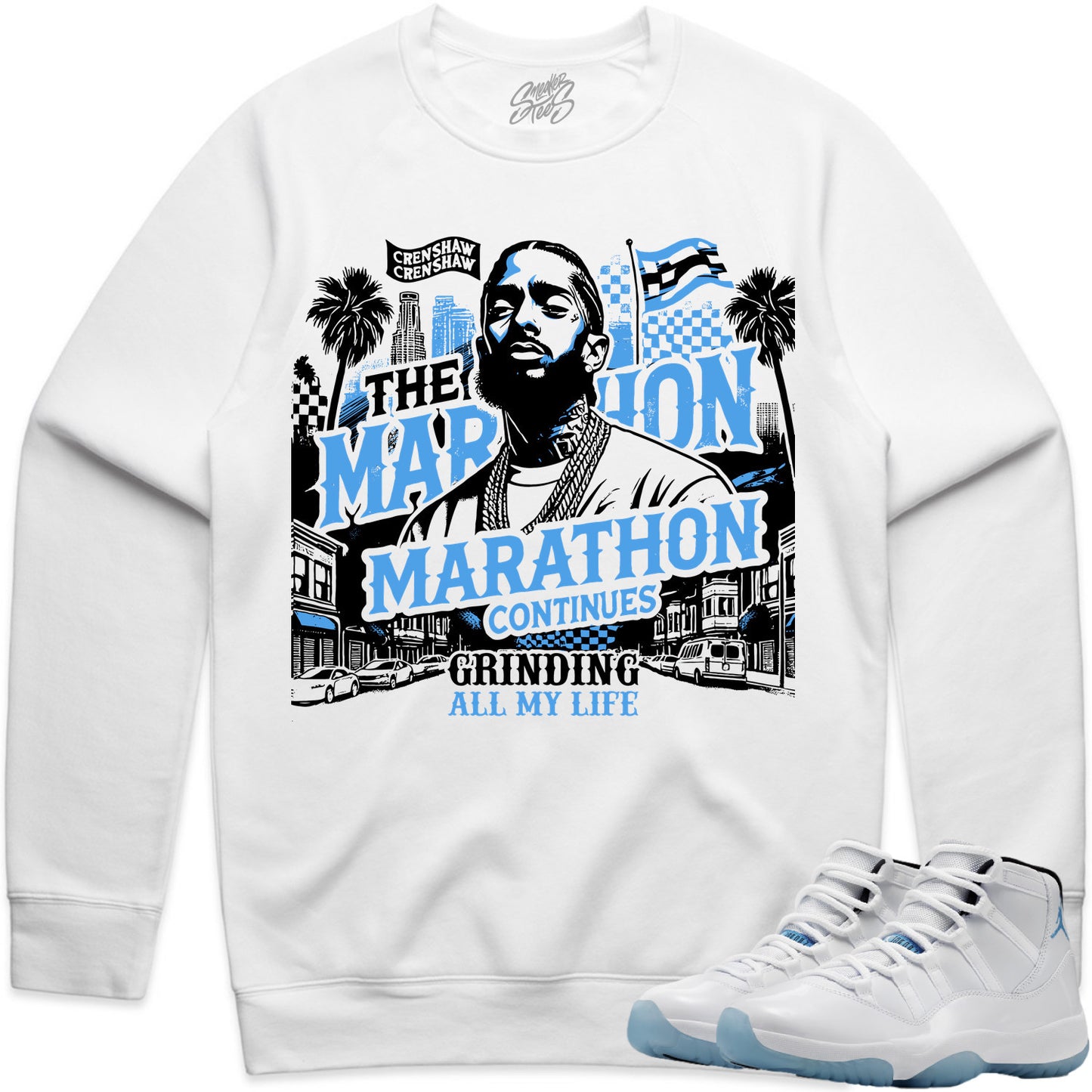 Jordan Legend Blue 11s Sweater to Match - Jordan 11 Sneaker Tees - Grinding