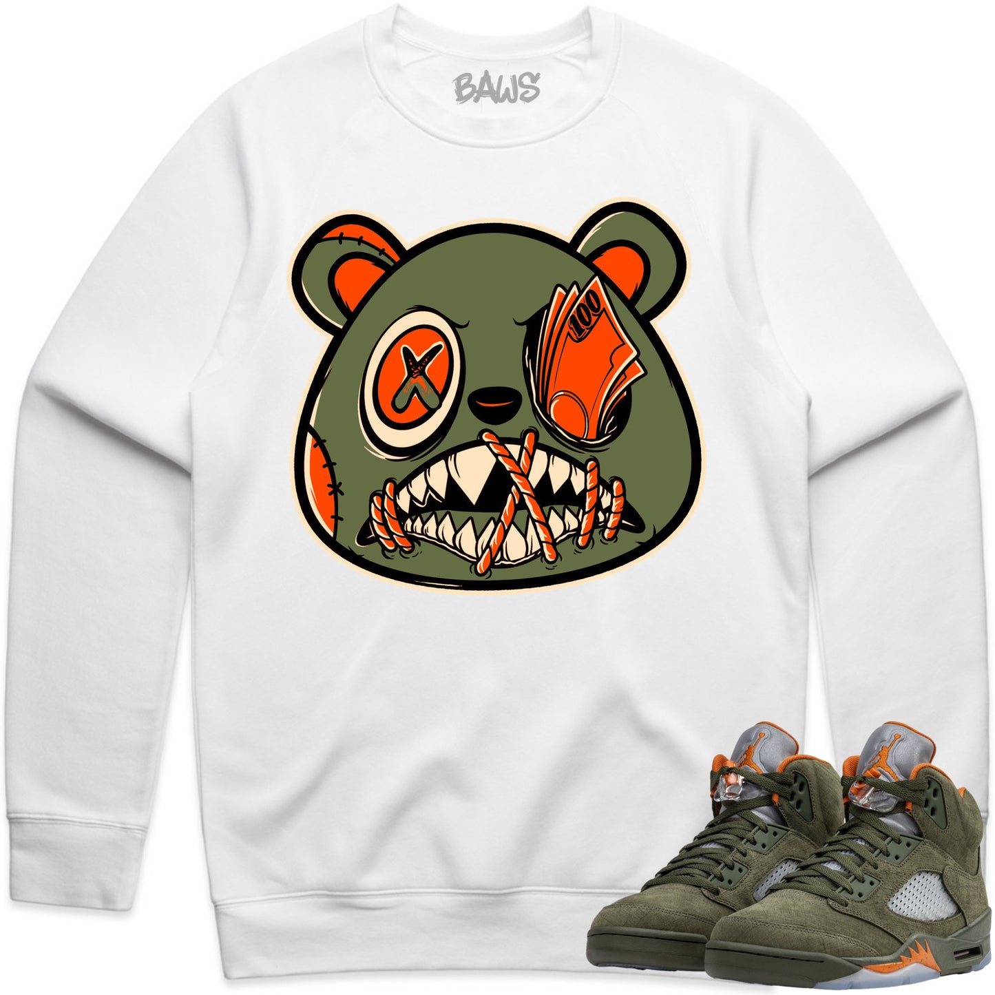 Jordan Olive 5s Sweater to Match - Sweatshirt - Money Talks Baws