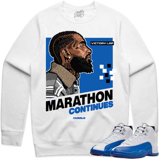 Blueberry 12s Sweater to Match - Jordan 12 Sneaker Tees - Victory