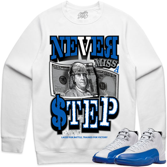 Blueberry 12s Sweater to Match - Jordan 12 Sneaker Tees - Never Miss