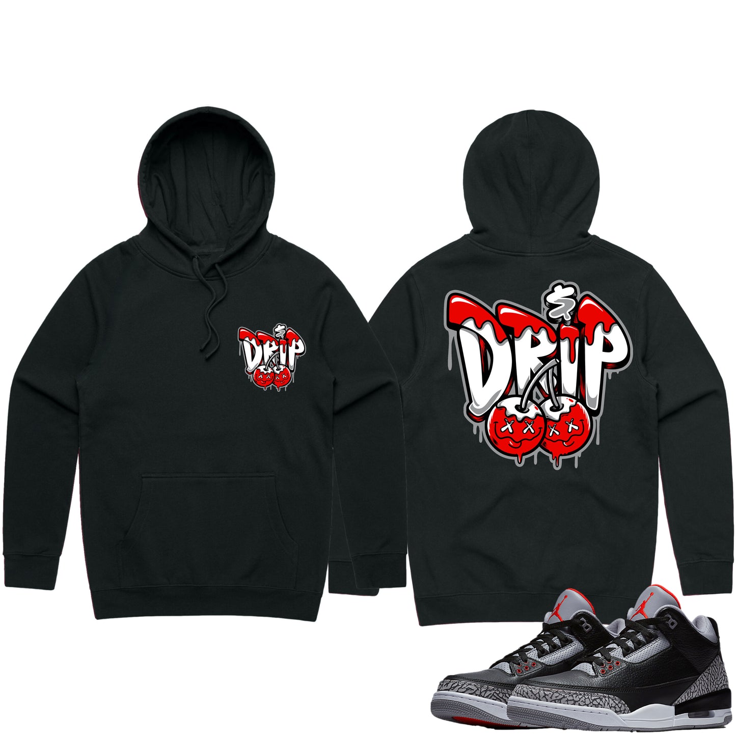 Black Cement 3s Hoodie to Match - Jordan 3 Sneaker Tees - Money Drip