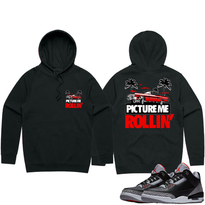 Black Cement 3s Hoodie to Match - Jordan 3 Sneaker Tees - PMR