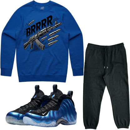 International Blue Royal Foamposite Sneaker Outfit - Sweater & Jogger Sweat Suit - Brrr