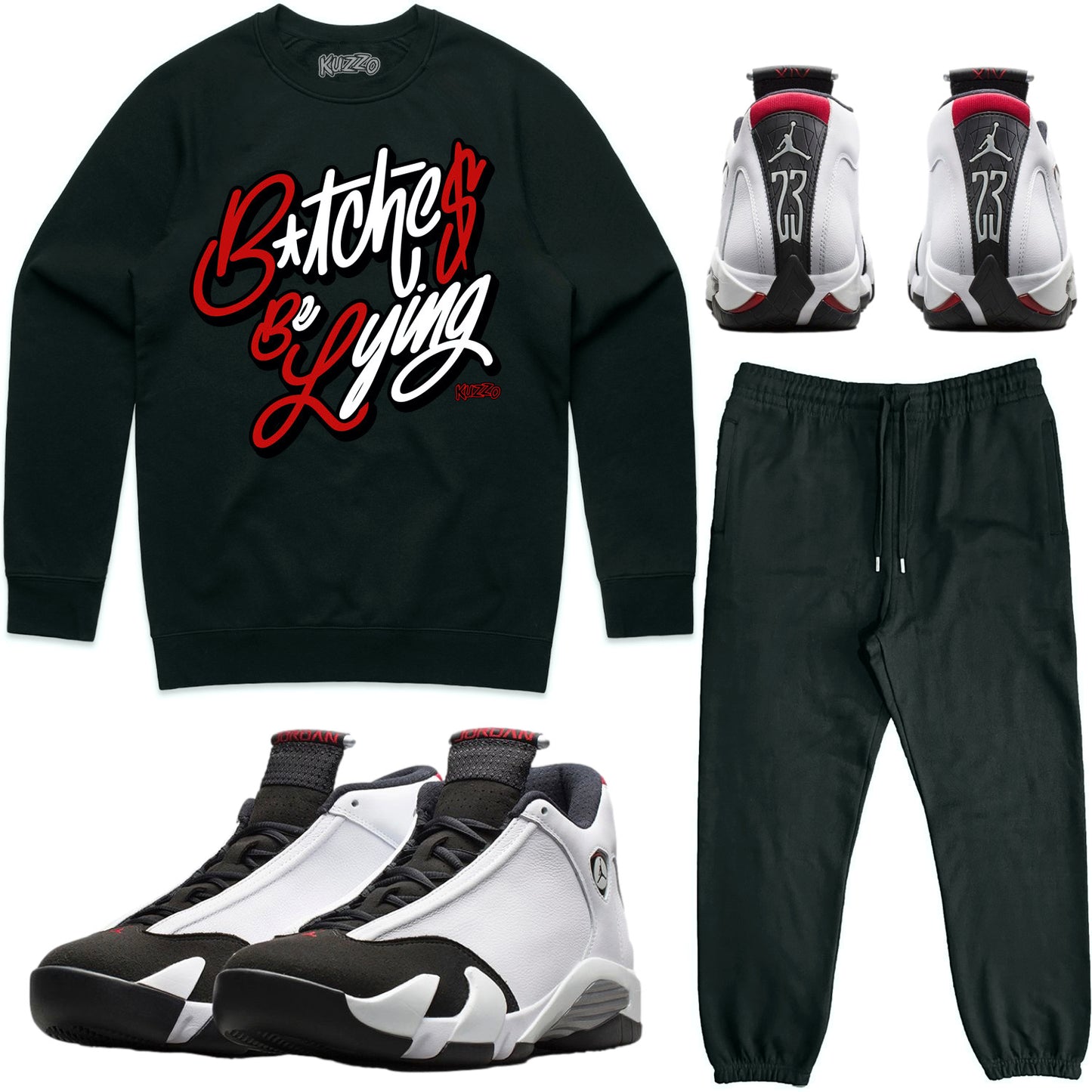 Black Toe 14s Sneaker Outfit - Sweater & Jogger Sweat Suit - BBL