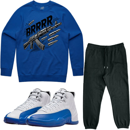 Blueberry 12s Sneaker Outfit - Sweater & Jogger Sweat Suit - Brrr