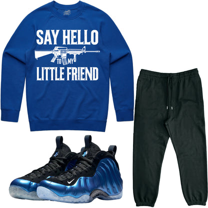 International Blue Royal Foamposite Sneaker Outfit - Sweater & Jogger Sweat Suit - Little Friend