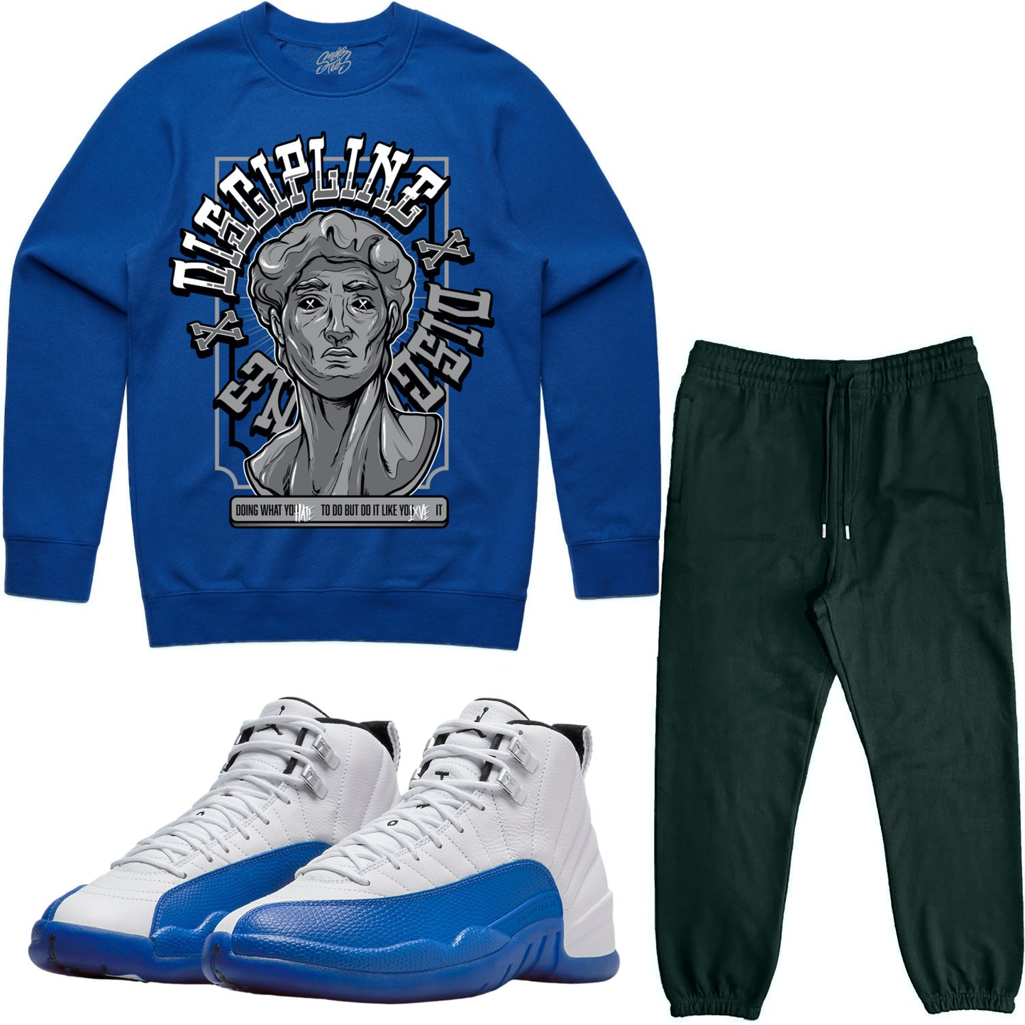 Blueberry 12s Sneaker Outfit - Sweater & Jogger Sweat Suit - Discipline